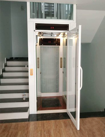 Cửa tầng thang máy kính mở tay